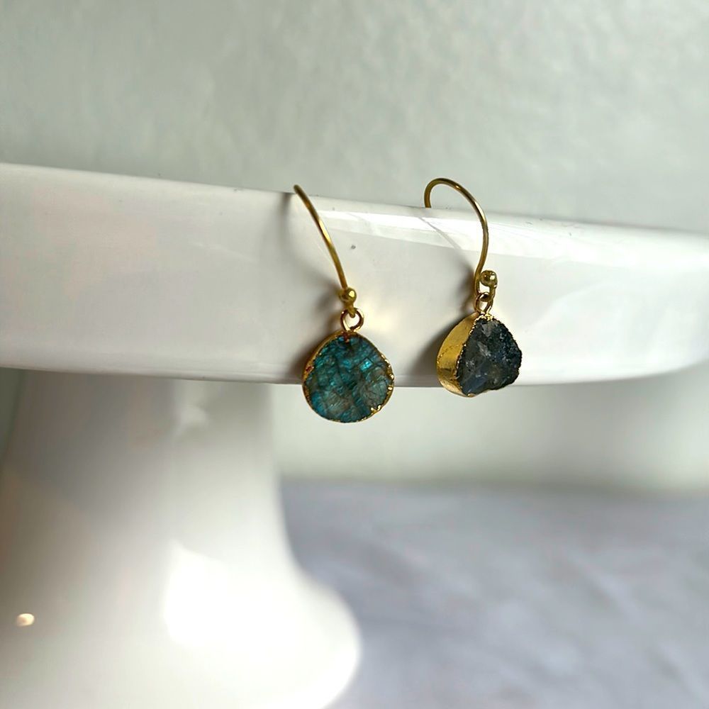 24k GOLD FIRE LABRADORITE EARRINGS